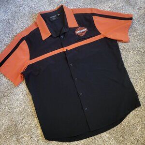 Harley Davidson Mens Coolcore Bar & Shield Shirt Colorblocked-Vint Orange Sz 2x